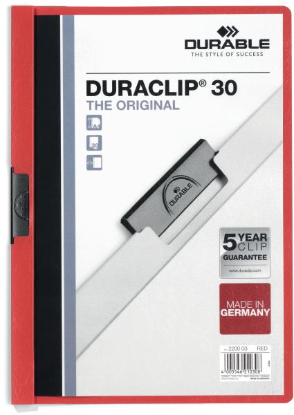 Durable klemmhefter duraclip 30 220003 für 30 blatt a4 rot - Durable-220003-4005546210308
