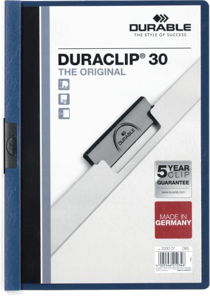 Durable klemmhefter duraclip 30 220007 für 30 blatt a4 dunkelblau - Durable-220007-4005546210346