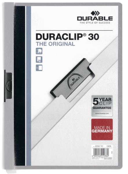 Durable klemmhefter duraclip 30 220010 für 30 blatt a4 grau - Durable-220010-4005546210360