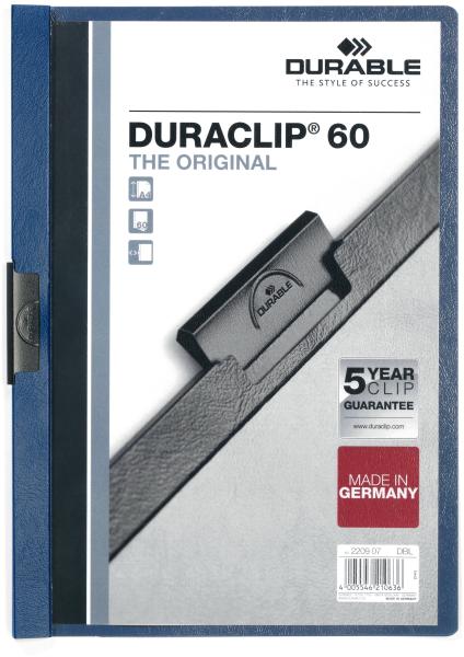 Durable klemmhefter duraclip 60 220907 für 60 blatt a4 dunkelblau - Durable-220907-4005546210636