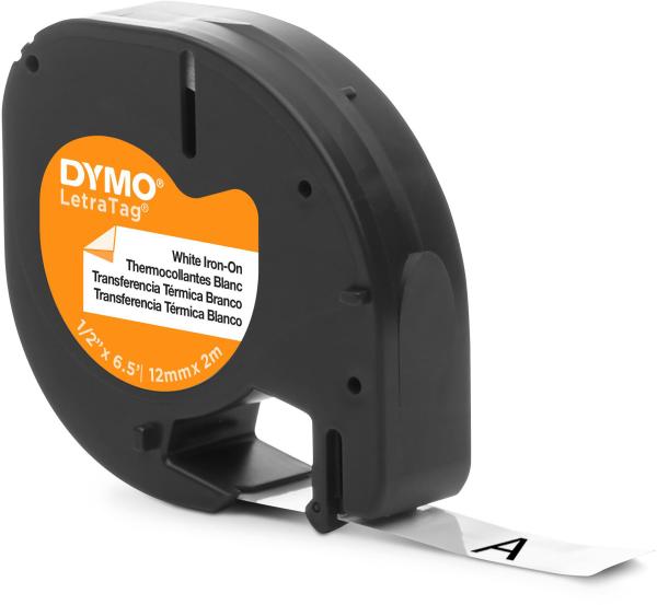 Dymo schriftband letratag 12mmx2m s0718850 weiss, bügelbar - Dymo-s0718850-5411313187695