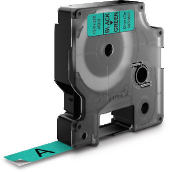 Dymo schriftband d1 schwarz/grün s0720590 12mm/7m - Dymo-s0720590-5411313450195