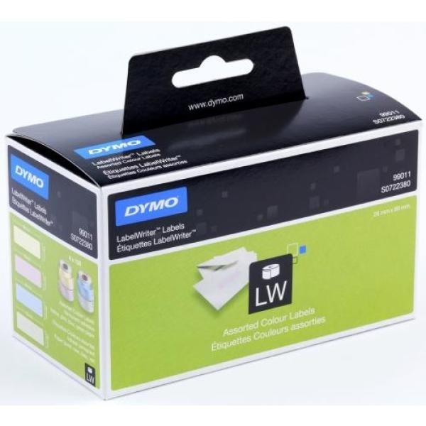 Dymo adressetiketten papier 89x28mm s0722380 4-farbig, permanent 4x130 stk. - Dymo-s0722380-5411313990110