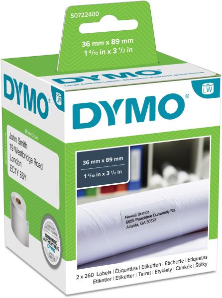 Dymo adress-etiketten s0722400 permanent 89x36mm - Dymo-s0722400-5411313990127