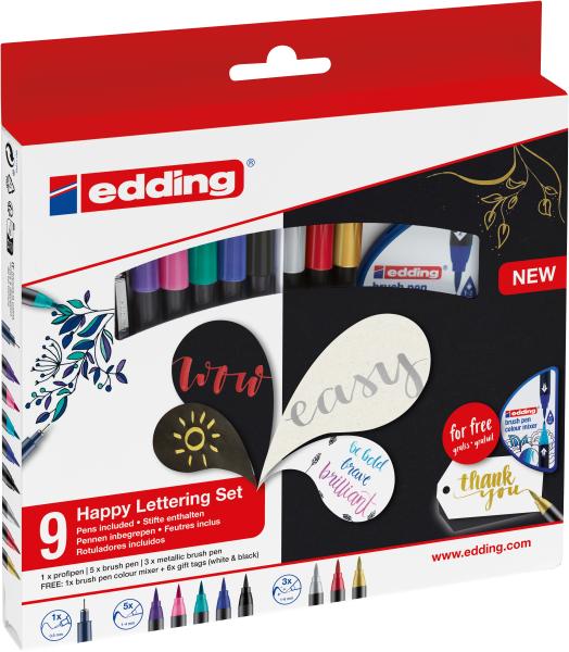 Edding happy lettering set 004726 11-teilig - Edding-004726-4057305049940