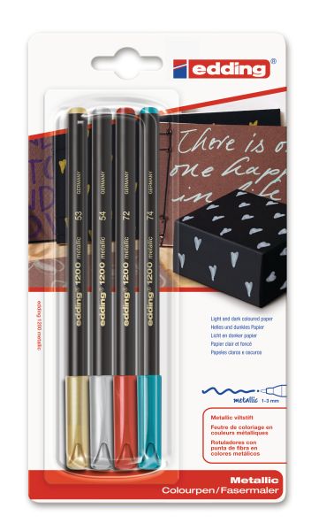 Edding faserschreiber 1200 met. 1-3mm 1200metbli-g 4 stück ass. etui - Edding-1200metbli-g-4004764928378