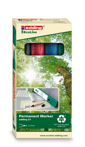 Edding permanent marker 21 1.5-3mm 21-e4 4-farbig ass. - Edding-21-e4-4004764917907