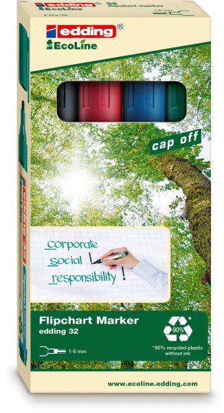 Edding flipchart marker 32 1-5mm 32-e4 4er etui - Edding-32-e4-4004764957811