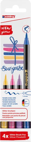 Edding brushpen 1340 4-1340-4-3 glitzer e-4 modern 4 stück - Edding-4-1340-4-3-4057305060013