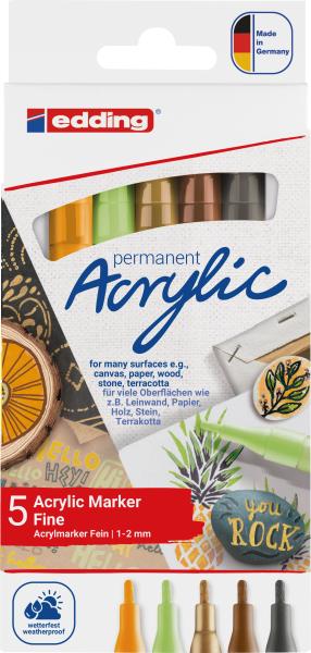 Edding acrylmarker 5300 1-2mm 4-5300-5s-1 nature set 5 stück - Edding-4-5300-5s-1-4057305063175
