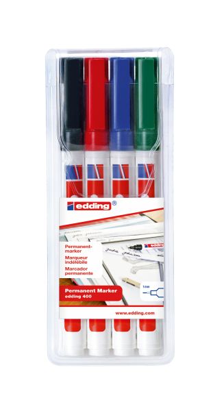 Edding permanent marker 400 400-e4 4 farben ass. - Edding-400-e4-4004764781287