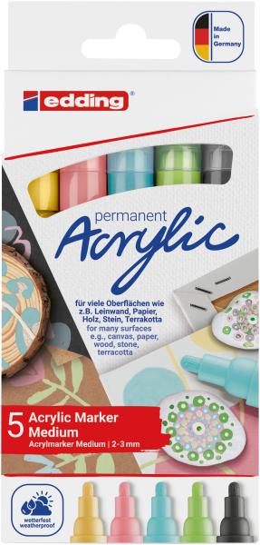 Edding acrylmarker 5100 2-3mm 5100-e5-099 pastell, ass. 5 stück - Edding-5100-e5-099-4057305030900-02.jpg