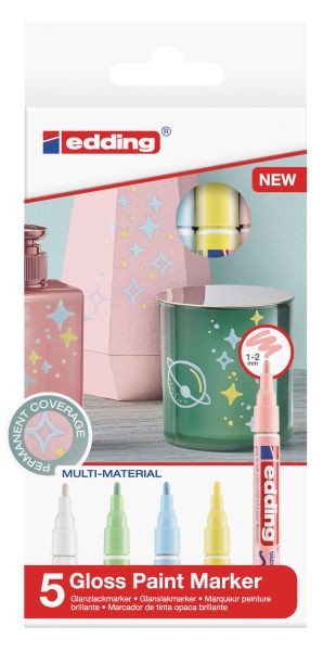 Edding gloss paintmarker 751 1-2mm 751-e5-pas pastell 5 stück - Edding-751-e5-pas-4057305020796