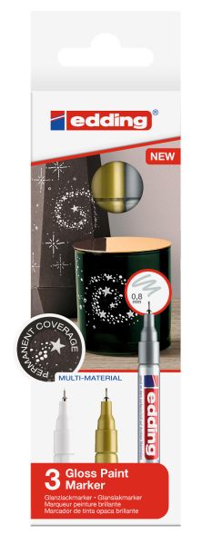 Edding paintmarker 780 0,8mm 780-e3-met gold/silver/white 3 stück - Edding-780-e3-met-4057305020918