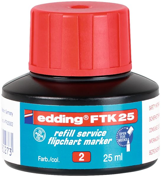 Edding nachfülltusche ftk25 25ml ftk-25-002 rot - Edding-ftk-25-002-4004764780273