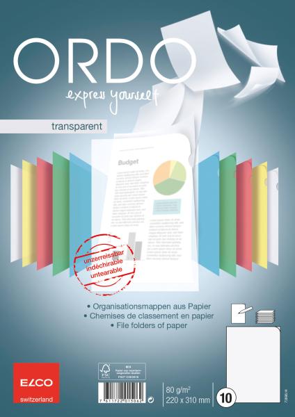 Elco sichtmappe ordo a4 73696.14 transparent, weiss 10 stück - Elco-7369614-7611722015062