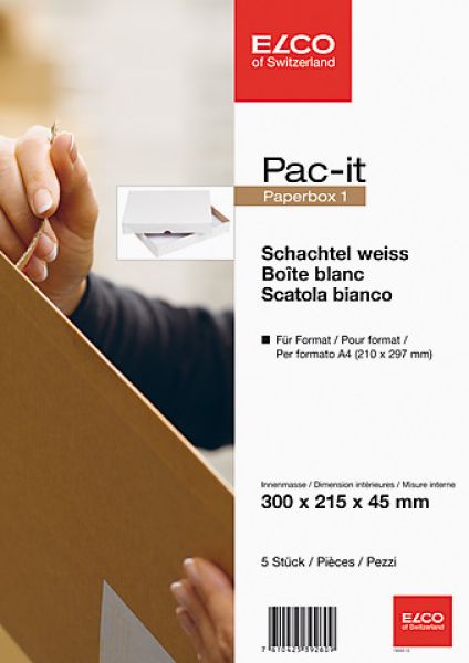 Elco paperbox pac-it 300x220x45mm 74565.12 weiss 5 stück - Elco-7456512-7610425392609