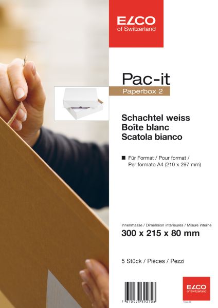 Elco paperbox pac-it 300x215x80mm 74566.12 weiss 5 stück - Elco-7456612-7610425392708