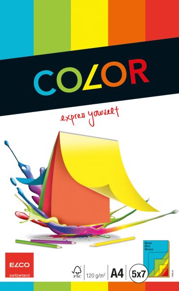 Elco zeichenpapier a4 74640.00 120g, farbig 35 blatt - Elco-7464000-7611722015642