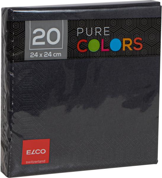 Elco serviette zelltuch 24x24cm pc234020-090 3-lagig, schwarz 20stk. - Elco-pc234020-090-7612614062997