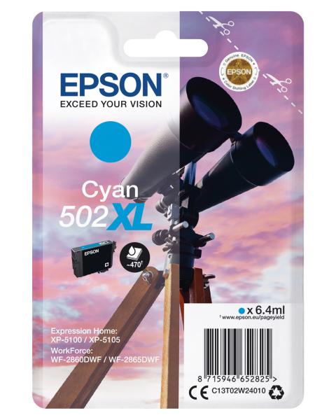 Epson tintenpatrone 502xl cyan t02w240 wf-2860/xp-5100 470 seiten - Epson-t02w240-8715946652825
