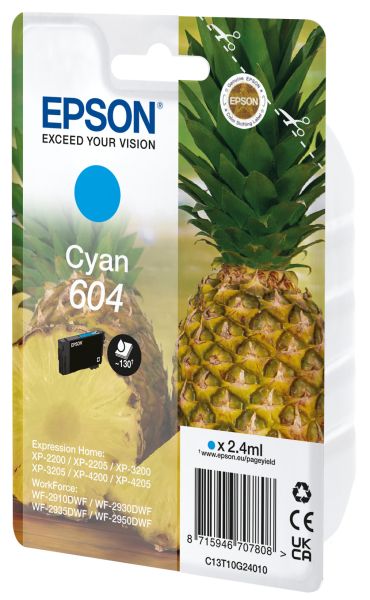 Epson tintenpatrone 604 cyan t10g24010 wf-2910/30/50 130 seiten - Epson-t10g24010-8715946707808