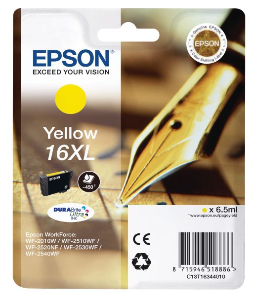 Epson tintenpatrone 16xl yellow t163440 wf 2010/2540 450 seiten - Epson-t163440-8715946625041