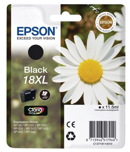 Epson tintenpatrone 18xl schwarz t181140 xp 30/405 470 seiten - Epson-t181140-8715946625201
