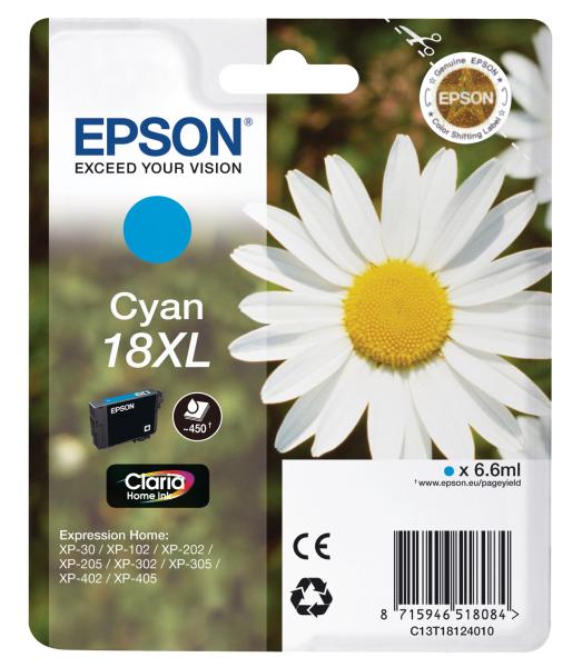 Epson tintenpatrone 18xl cyan t181240 xp 30/405 450 seiten - Epson-t181240-8715946625225
