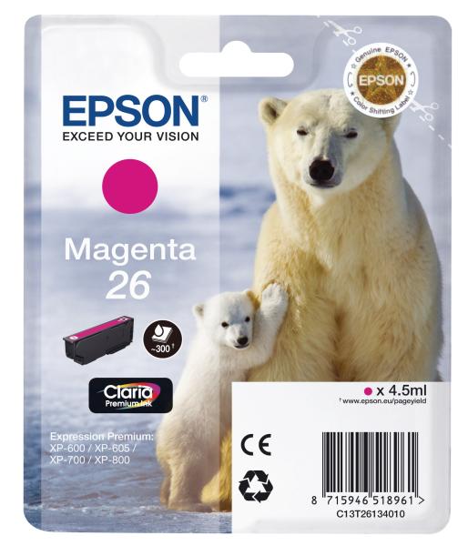Epson tintenpatrone magenta t261340 xp 700/800 300 seiten - Epson-t261340-8715946625607