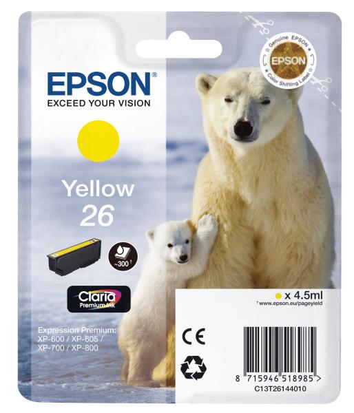 Epson tintenpatrone yellow t261440 xp 700/800 300 seiten - Epson-t261440-8715946625621