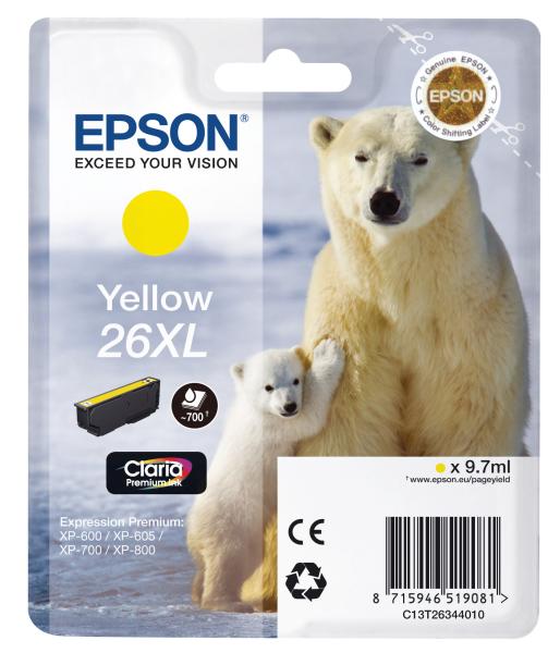 Epson tintenpatrone 26xl yellow t263440 xp 700/800 700 seiten - Epson-t263440-8715946625720
