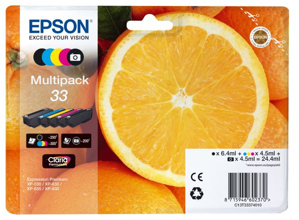 Epson multipack tinte 33 cmybk/phbk t333740 xp-530/630/830 5-color - Epson-t333740-8715946645278