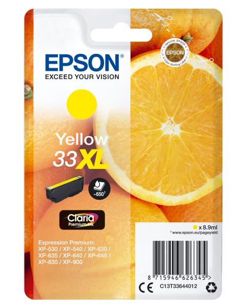 Epson tintenpatrone 33xl yellow t336440 xp-530/630/830 650 seiten - Epson-t336440-8715946626345