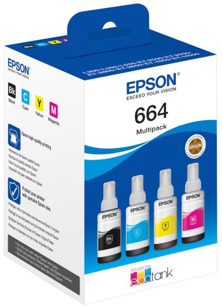 Epson multipack tinte 664 cmybk t664640 ecotank l355/l555 4-color - Epson-t664640-8715946685205
