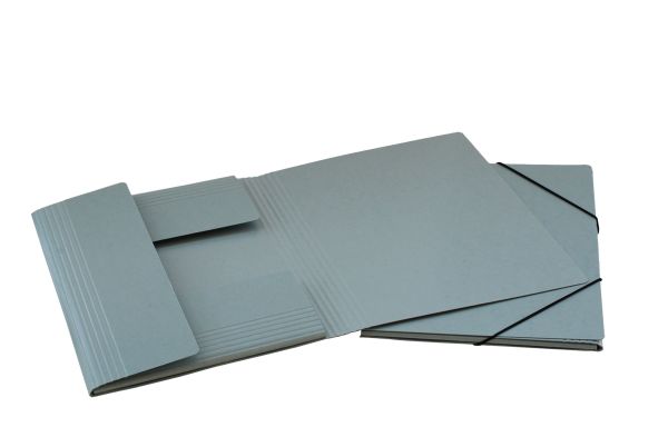 Erola gummibandmappe 650my a4 33299 grau pressspan 3 klappen - Erola-33299-7640114443381