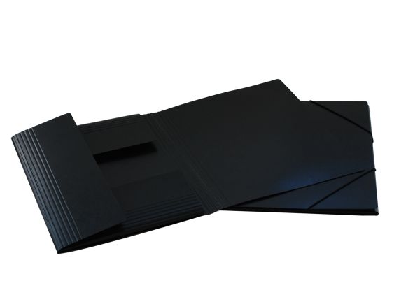 Erola gummibandmappe 650my a4 33299 schwarz pressspan 3 klappen - Erola-33299-7640114443398