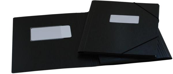 Erola gummibandmappe 650my a4 33299f schwarz pressspan mit fenster - Erola-33299f-7640114443497
