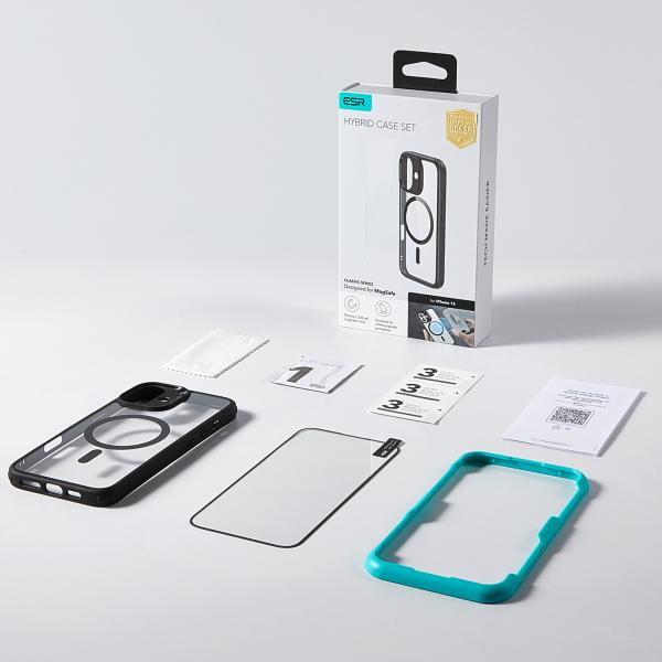 Esr classic hybrid case magsafe 1a79403 +glass iphone 16 clear black - Esr-1a79403-4894240243008-05.jpg
