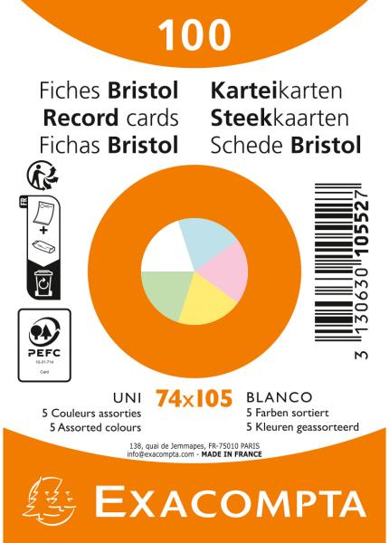 Exacompta karteikarten blanco a7 10552e farbig assortiert 100 stück - Exacompta-10552e-3130630105527