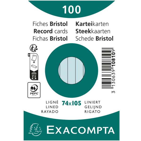 Exacompta karteikarten liniert a7 10810se blau 100 stück - Exacompta-10810se-3130639108109