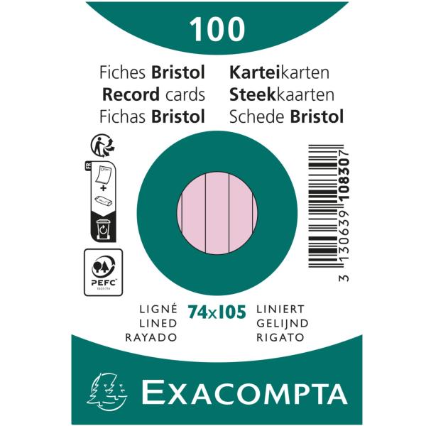Exacompta karteikarten liniert a7 10830se rosa 100 stück - Exacompta-10830se-3130639108307