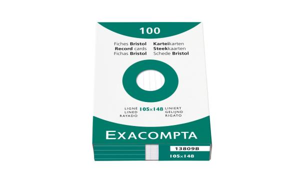Exacompta karteikarten liniert a6 13809b weiss 100 stück - Exacompta-13809b-3130630138099