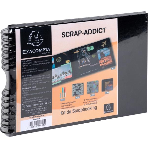 Exacompta kit scrapbooking 32x22cm 16801e schwarz 70 seiten - Exacompta-16801e-3130630168010