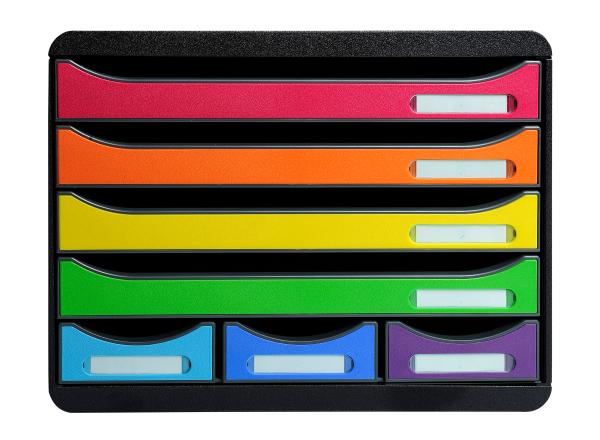 Exacompta schubladenbox store-box mini 307798d schwarz/regenbogen, 7 schubl. - Exacompta-307798d-9002493423893