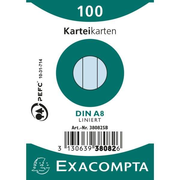 Exacompta karteikarten liniert a8 38082sb blau 100 stück - Exacompta-38082sb-3130639380826