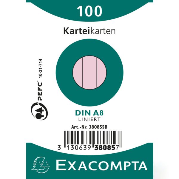 Exacompta karteikarten liniert a8 38085sb rosa 100 stück - Exacompta-38085sb-3130639380857