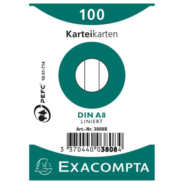 Exacompta karteikarten liniert a8 3808b weiss 100 stück - Exacompta-3808b-3370440038084