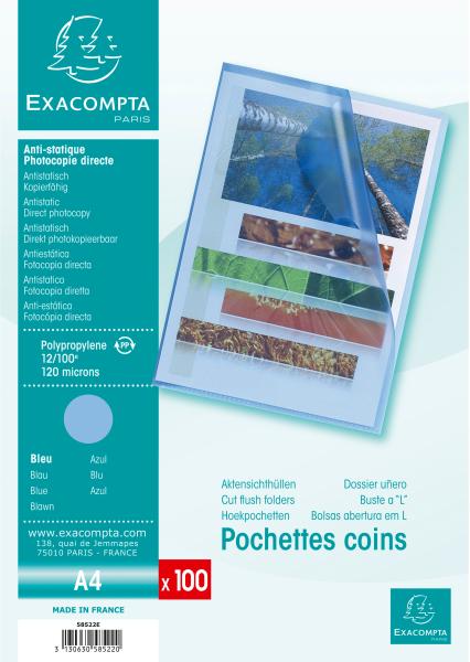 Exacompta sichtmappe genarbt a4 58522e blau 100 stück - Exacompta-58522e-3130630585220