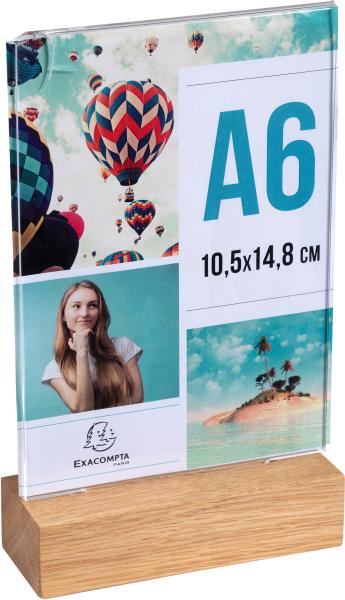Exacompta tischaufsteller a6 86258d transparent, holzs. hoch - Exacompta-86258d-9002493109407